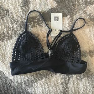 Crochet Swim Suit Top - Black